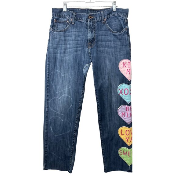 The Scrappy Camper + Lucky Brand Womens Jeans L/34 Upcycled Sweetheart Valentine - Picture 1 of 13